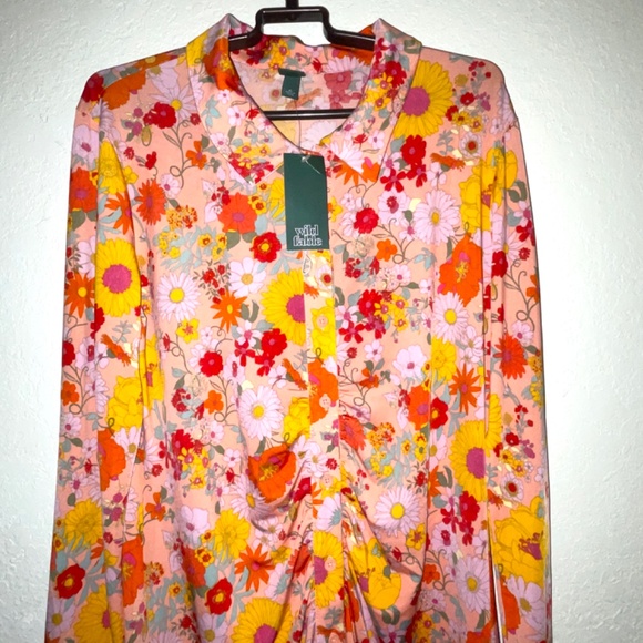 NWT WILD FABLE Floral Print Button down Shirtdress SZ XL - Picture 3 of 6